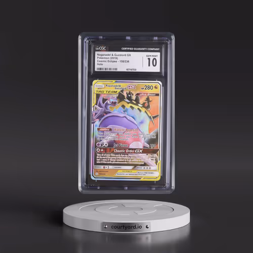 2019 Cosmic Eclipse #158/236 Naganadel & Guzzlord GX - Holo (CGC 10 GEM MINT)