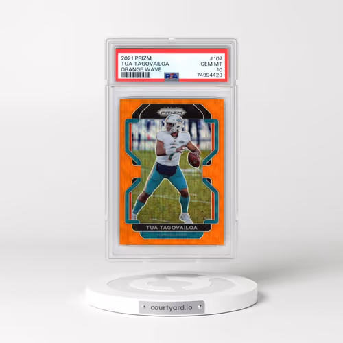 2021 Panini Prizm #107 Tua Tagovailoa - Orange Wave (PSA 10 GEM MINT)