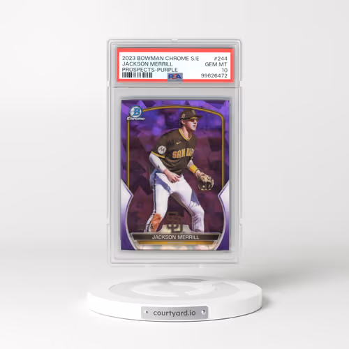 2023 Bowman Chrome Sapphire Edition Prospects #244 Jackson Merrill - Purple (PSA 10 GEM MINT)