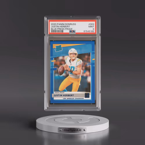 2020 Panini Donruss #303 Justin Herbert - Blue Press Proof (PSA 9 MINT)