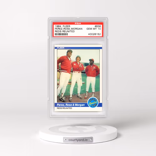 1984 Fleer #636 Perez, Rose, Morgan - Reds Reunited (PSA 10 GEM MINT)