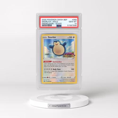 2020 Pokémon Swsh Black Star Promo #068 Snorlax - Holo Prerelease-Staff (PSA 10 GEM MINT)