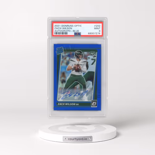 2021 Panini Donruss Optic #202 Zach Wilson - Autograph-Blue (PSA 9 MINT)