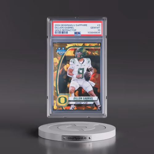 2024 Bowman University Chrome Sapphire #3 Dillion Gabriel - Gold Refractor (PSA 10 GEM MINT)