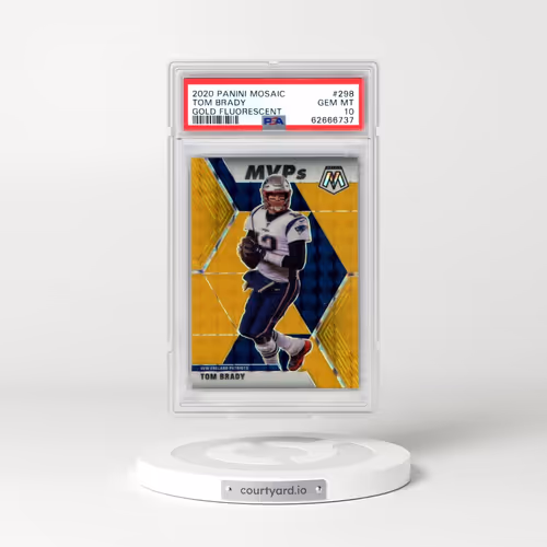 2020 Panini Mosaic #298 Tom Brady - Gold Fluorescent (PSA 10 GEM MINT)