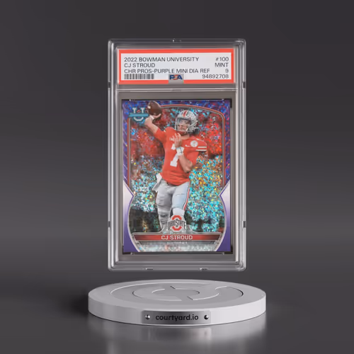 2022 Bowman University Chrome Prospects #100 CJ Stroud - Purple Mini Diamond Refractor (PSA 9 MINT)