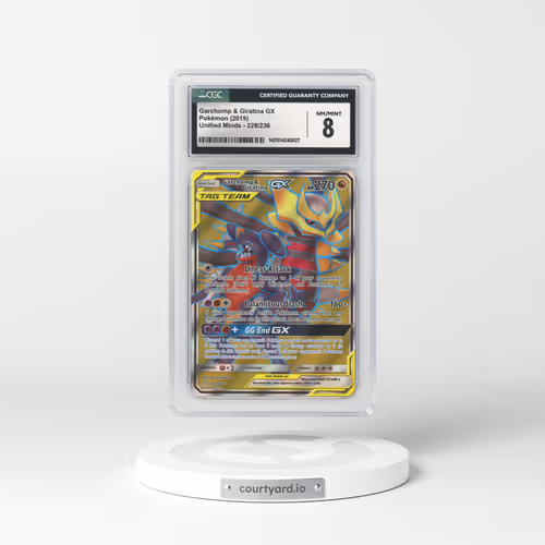 2019 Unified Minds #228 Garchomp & Giratina GX - Full Art Holo (CGC 8 NM-MT)