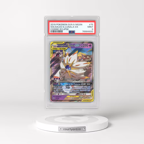 2019 Pokémon Sun & Moon Cosmic Eclipse #75 Solgaleo & Lunala GX - Holo (PSA 9 MINT)
