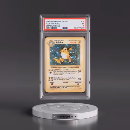 1999 Pokémon Game #14 Raichu - Holo Shadowless (PSA 5 EX)