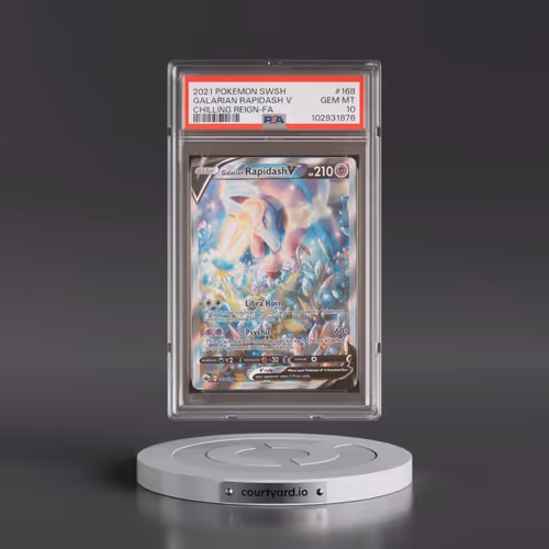 2021 Pokémon Sword & Shield Chilling Reign #168 Galarian Rapidash V - Holo Full Art (PSA 10 GEM MINT