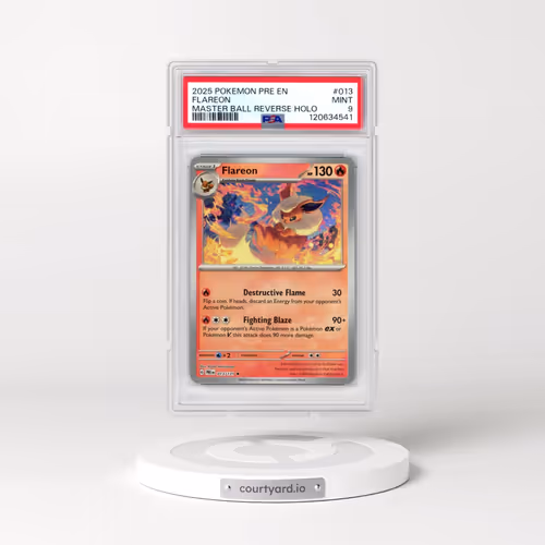 2025 Pokémon Pre EN-Prismatic Evolutions #013 Flareon - Reverse Holo Master Ball (PSA 9 MINT)