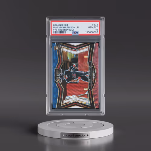 2024 Panini Select #474 Marvin Harrison Jr. - Tri-Color Prizm (PSA 10 GEM MINT)