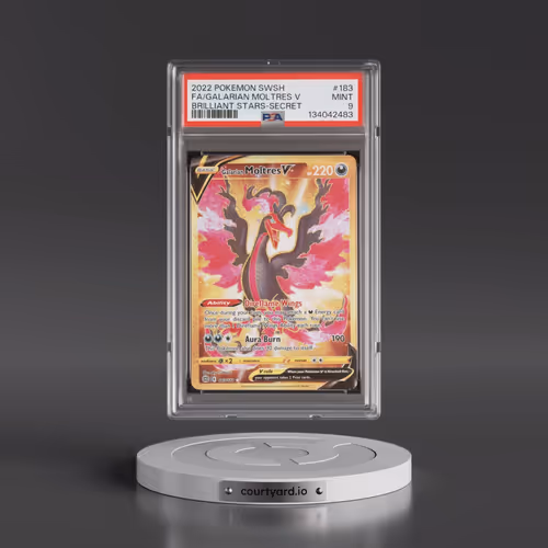 2022 Pokémon Sword & Shield Brilliant Stars #183 Galarian Moltres V - Holo Full Art Secret (PSA 9 MI