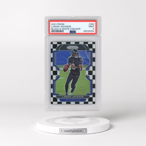 2021 Panini Prizm #282 Lamar Jackson - Black & White Checker (PSA 9 MINT)