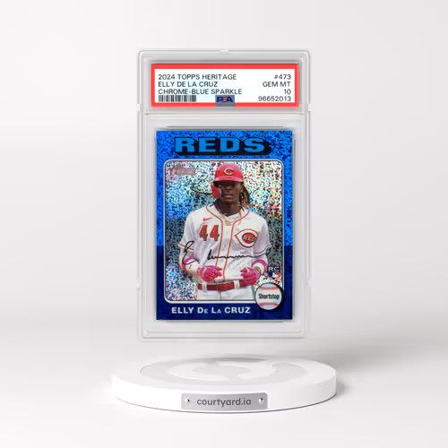 2024 Topps Heritage #473 Elly de La Cruz - Chrome-Blue Sparkle (PSA 10 GEM MINT)