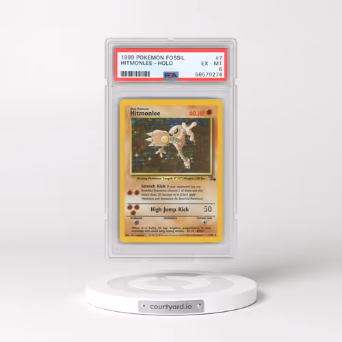 1999 Pokémon Fossil #7 Hitmonlee - Holo (PSA 6 EX-MT)