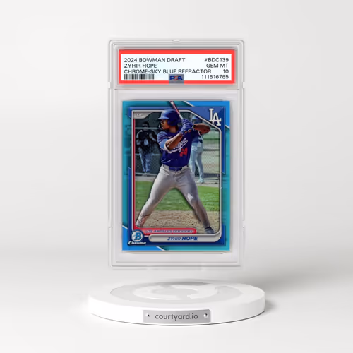 2024 Bowman Draft #BDC139 Zyhir Hope - Chrome-Sky Blue Refractor (PSA 10 GEM MINT)