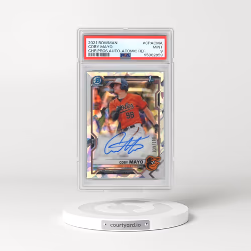 2021 Bowman Chrome Prospect Autographs #CPACMA Coby Mayo - Atomic Refractor (PSA 9 MINT)
