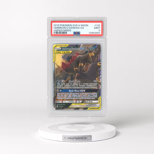 2019 Pokémon Sun & Moon Unified Minds #125 Umbreon & Darkrai GX - Holo (PSA 9 MINT)