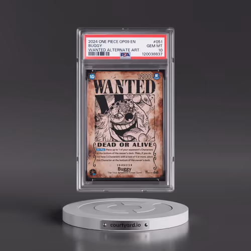 2024 One Piece OP09-Emperors in the New World #051 Buggy - Wanted Alternate Art (PSA 10 GEM MINT)