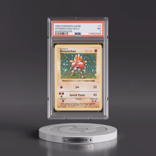 1999 Pokémon Game #7 Hitmonchan - Holo Shadowless (PSA 7 NM)