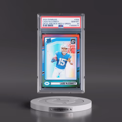 2024 Panini Donruss #328 Ladd McConkey - Optic Preview-Red & Green (PSA 10 GEM MINT)