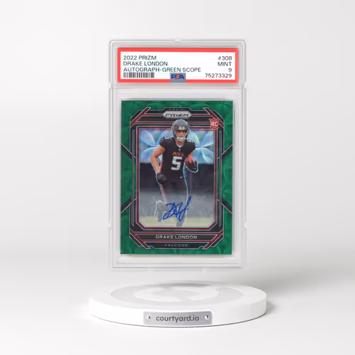 2022 Panini Prizm #308 Drake London - Autograph-Green Scope (PSA 9 MINT)