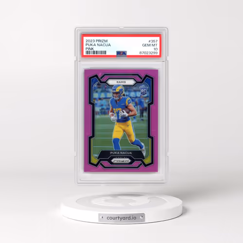 2023 Panini Prizm #357 Puka Nacua - Pink Prizm (PSA 10 GEM MINT)
