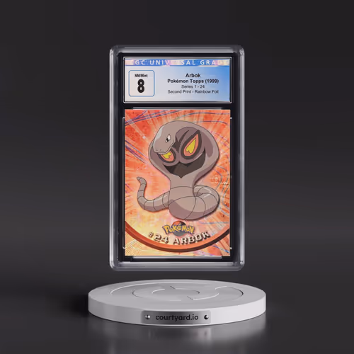 1999 Series 1 (Oval Nintendo Seal) #24 Arbok - Second Print (Black Topps Logo) Rainbow Foil (Rays) (