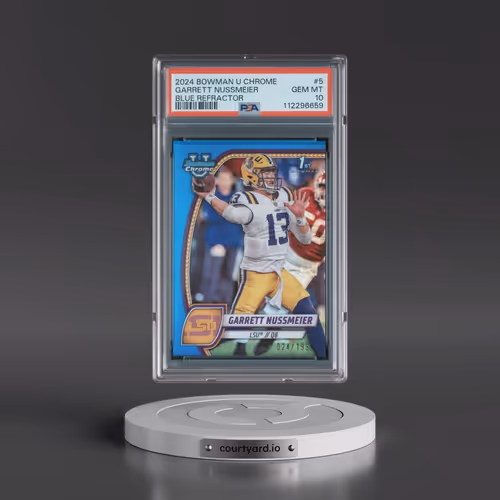 2024 Bowman University Chrome #5 Garrett Nussmeier - Blue Refractor (PSA 10 GEM MINT)
