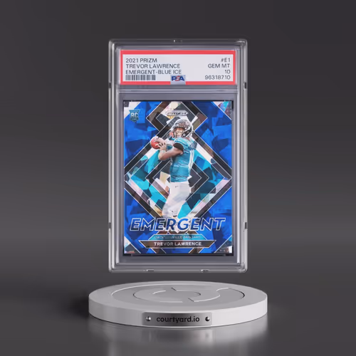 2021 Panini Prizm Emergent #E1 Trevor Lawrence - Blue Ice (PSA 10 GEM MINT)