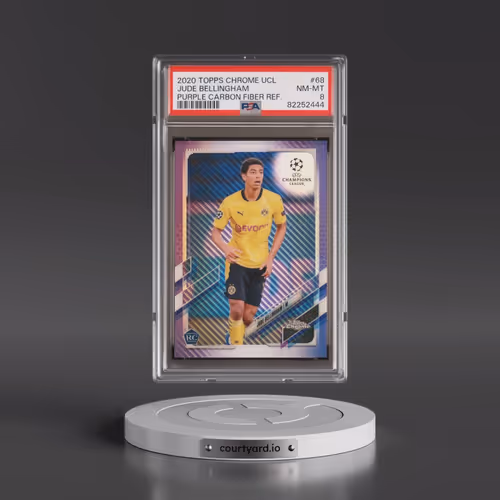 2020 Topps Chrome UEFA Champions League #68 Jude Bellingham - Purple Carbon Fiber Refractor (PSA 8 N