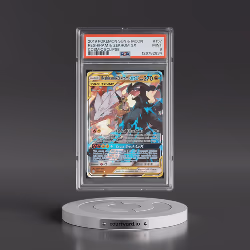 2019 Pokémon Sun & Moon Cosmic Eclipse #157 Reshiram & Zekrom GX - Holo (PSA 9 MINT)