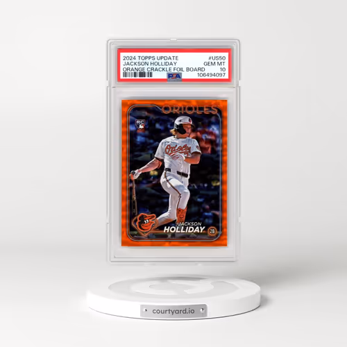 2024 Topps Update #US50 Jackson Holliday - Orange Crackle Foil Board (PSA 10 GEM MINT)