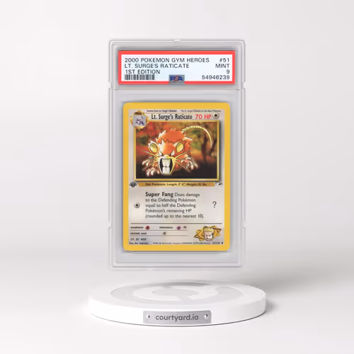 2000 Pokémon Gym Heroes #51 LT. Surge's Raticate - 1st Edition (PSA 9 MINT)