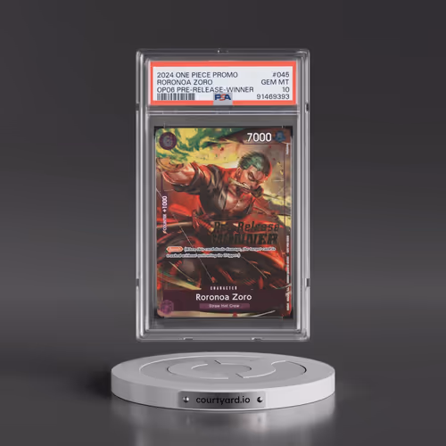 2024 One Piece Promos #045 Roronoa Zoro - Wings of the Captain Pre-Release-Winner (PSA 10 GEM MINT)