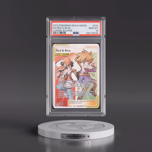 2019 Pokémon Sun & Moon Cosmic Eclipse #234 Red & Blue - Full Art (PSA 10 GEM MINT)