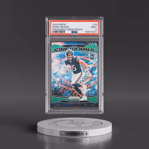 2024 Panini Prizm Fireworks #19 Rome Odunze - Green Prizm (PSA 9 MINT)