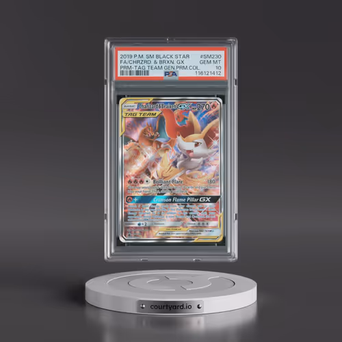 2019 Pokémon SM Black Star Promo #SM230 Charizard & Braixen GX - Holo Full Art Tag Team Generations