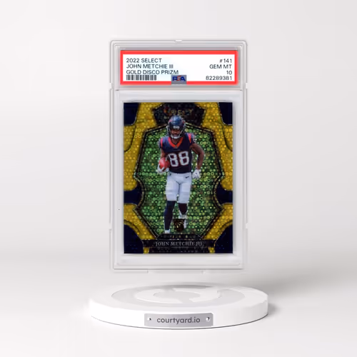 2022 Panini Select #141 John Metchie III - Gold Disco Prizm (PSA 10 GEM MINT)