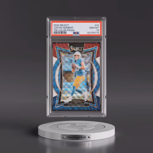2024 Panini Select #41 Justin Herbert - Tri-Color Prizm (PSA 10 GEM MINT)