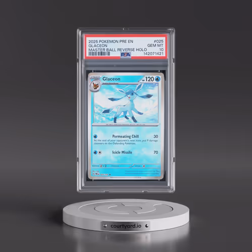2025 Pokémon Pre EN-Prismatic Evolutions #025 Glaceon - Reverse Holo Master Ball (PSA 10 GEM MINT)