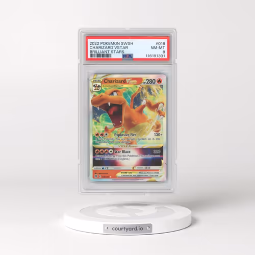 2022 Pokémon Sword & Shield Brilliant Stars #018 Charizard Vstar (PSA 8 NM-MT)