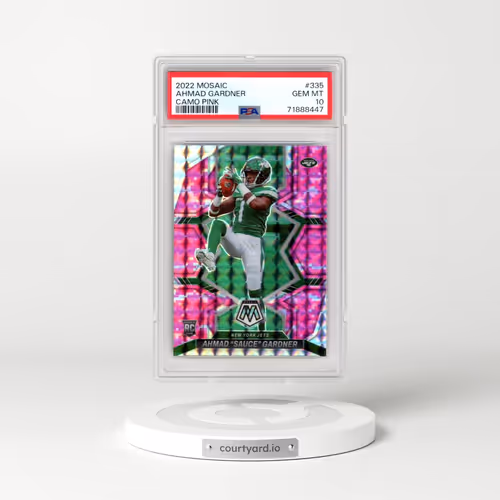 2022 Panini Mosaic #335 Ahmad "Sauce" Gardner - Camo Pink (PSA 10 GEM MINT)