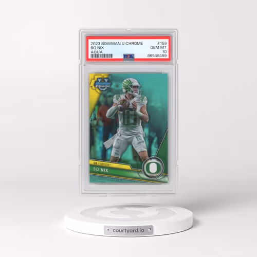 2023 Bowman University Chrome #159 Bo Nix - Aqua Refractor (PSA 10 GEM MINT)