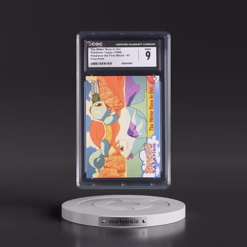 1999 Pokémon the First Movie #47 The Water Race Is On! - First Print (Blue Topps Logo) (CGC 9 MINT)