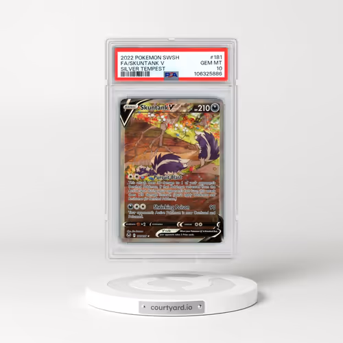 2022 Pokémon Sword & Shield Silver Tempest #181 Skuntank V - Holo Full Art (PSA 10 GEM MINT)