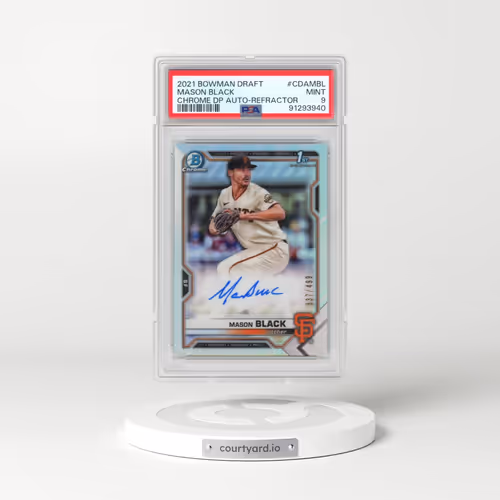 2021 Bowman Draft Chrome Draft Pick Autographs #CDAMBL Mason Black - Refractor (PSA 9 MINT)