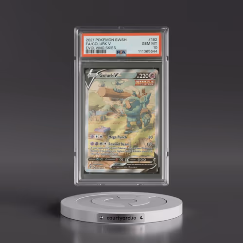 2021 Pokémon Sword & Shield Evolving Skies #182 Golurk V - Holo Full Art (PSA 10 GEM MINT)