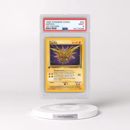 1999 Pokémon Fossil #30 Zapdos - 1st Edition (PSA 9 MINT)